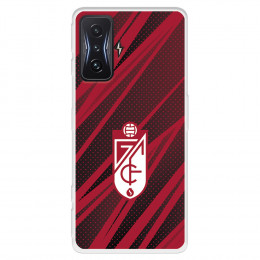 Funda para Xiaomi Poco F4 GT del Granada CF Escudo - Líneas Rojas y Negras - Licencia Oficial Granada CF