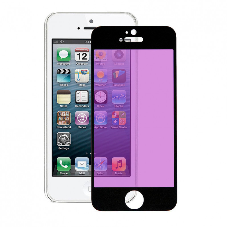 Cristal Templado Completo Anti Blue-Ray Negro para iPhone 5S
