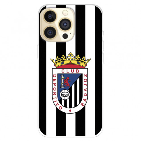 Funda para IPhone 14 Pro del Club Deportivo Badajoz Escudo Blanquinegro  - Licencia Oficial Club Deportivo Badajoz