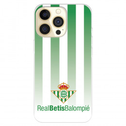 Funda para IPhone 14 Pro del Real Betis Balompié Fondo Rayas Verdiblancas  - Licencia Oficial Real Betis Balompié