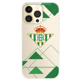 Funda para IPhone 14 Pro del Real Betis Balompié Escudo Fondo transparente  - Licencia Oficial Real Betis Balompié