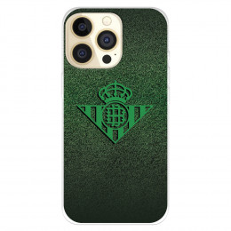 Funda para IPhone 14 Pro del Real Betis Balompié Escudo Verde Fondo trama  - Licencia Oficial Real Betis Balompié
