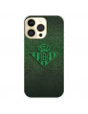Funda para IPhone 14 Pro del Real Betis Balompié Escudo Verde Fondo trama  - Licencia Oficial Real Betis Balompié