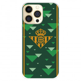 Funda para IPhone 14 Pro del Real Betis Balompié Escudo Amarillo Fondo Verde  - Licencia Oficial Real Betis Balompié