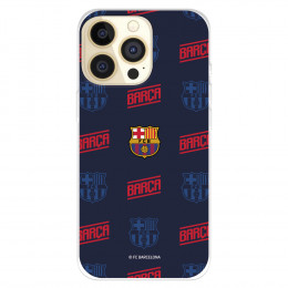 Funda para IPhone 14 Pro del FC Barcelona Escudo Patrón Rojo y Azul  - Licencia Oficial FC Barcelona