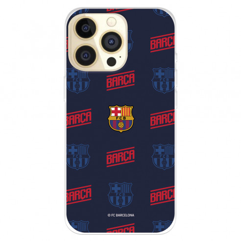 Funda para IPhone 14 Pro del FC Barcelona Escudo Patrón Rojo y Azul  - Licencia Oficial FC Barcelona