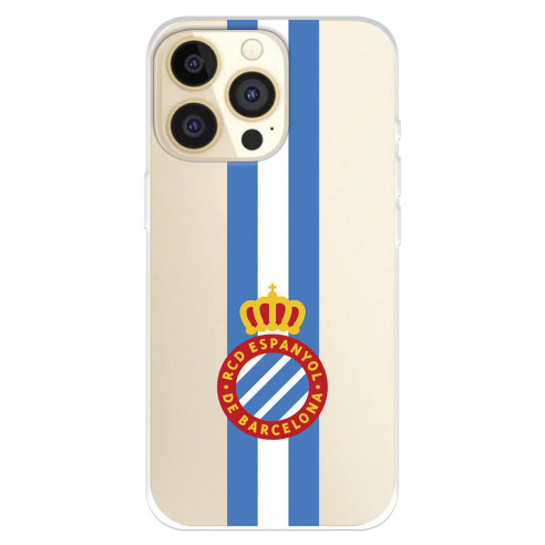 Funda para IPhone 14 Pro del RCD Espanyol Escudo Albiceleste  - Licencia Oficial RCD Espanyol