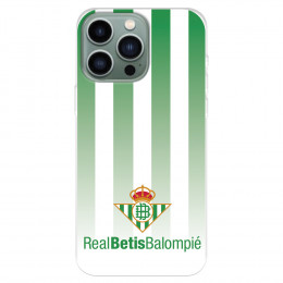 Funda para IPhone 14 Pro Max del Real Betis Balompié Fondo Rayas Verdiblancas  - Licencia Oficial Real Betis Balompié