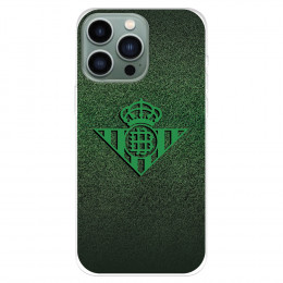 Funda para IPhone 14 Pro Max del Real Betis Balompié Escudo Verde Fondo trama  - Licencia Oficial Real Betis Balompié