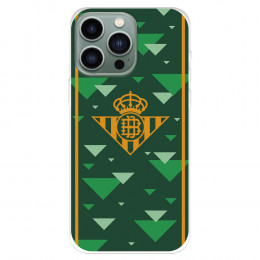 Funda para IPhone 14 Pro Max del Real Betis Balompié Escudo Amarillo Fondo Verde  - Licencia Oficial Real Betis Balompié