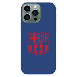 Funda para IPhone 14 Pro Max del FC Barcelona Escudo Rojo Fondo Azul  - Licencia Oficial FC Barcelona