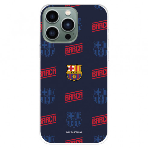 Funda para IPhone 14 Pro Max del FC Barcelona Escudo Patrón Rojo y Azul  - Licencia Oficial FC Barcelona