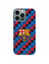 Funda para IPhone 14 Pro Max del FC Barcelona Escudo Fondo Cuadros  - Licencia Oficial FC Barcelona