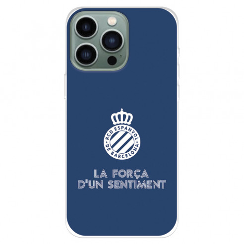 Funda para IPhone 14 Pro Max del RCD Espanyol Escudo Fondo Azul  - Licencia Oficial RCD Espanyol