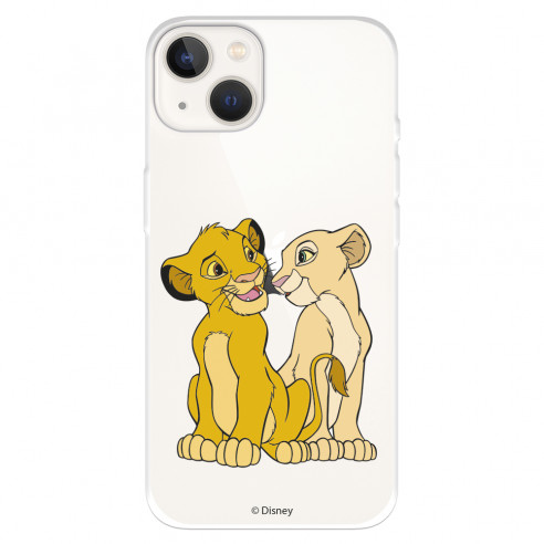 Funda para IPhone 14 Oficial de Disney Simba y Nala Silueta - El Rey León
