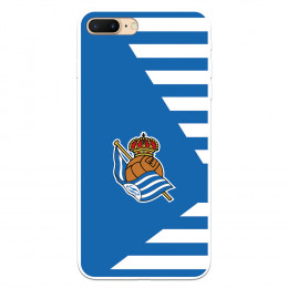 Funda para iPhone 7 Plus del Real Sociedad de Fútbol Real rayas horizontales  - Licencia Oficial Real Sociedad de Fútbol