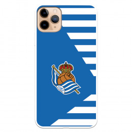 Funda para iPhone 11 Pro Max del Real Sociedad de Fútbol Real rayas horizontales  - Licencia Oficial Real Sociedad de Fútbol
