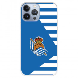 Funda para iPhone 13 Pro Max del Real Sociedad de Fútbol Real rayas horizontales  - Licencia Oficial Real Sociedad de Fútbol