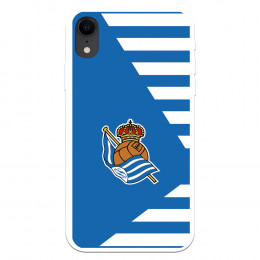 Funda para iPhone XR del Real Sociedad de Fútbol Real rayas horizontales  - Licencia Oficial Real Sociedad de Fútbol