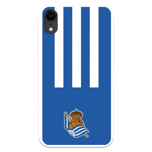 Funda para iPhone XR del Real Sociedad de Fútbol Real rayas verticales  - Licencia Oficial Real Sociedad de Fútbol
