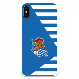 Funda para iPhone X del Real Sociedad de Fútbol Real rayas horizontales  - Licencia Oficial Real Sociedad de Fútbol