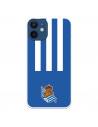 Funda para iPhone 12 Mini del Real Sociedad de Fútbol Real rayas verticales  - Licencia Oficial Real Sociedad de Fútbol