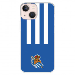 Funda para iPhone 13 Mini del Real Sociedad de Fútbol Real rayas verticales  - Licencia Oficial Real Sociedad de Fútbol