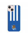 Funda para iPhone 13 Mini del Real Sociedad de Fútbol Real rayas verticales  - Licencia Oficial Real Sociedad de Fútbol
