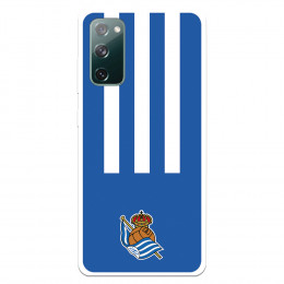 Funda para Samsung Galaxy S20 FE del Real Sociedad de Fútbol Real rayas verticales  - Licencia Oficial Real Sociedad de Fútbol