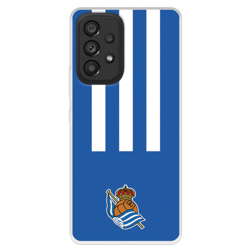 Funda para Samsung Galaxy A53 5G del Real Sociedad de Fútbol Real rayas verticales  - Licencia Oficial Real Sociedad de Fútbol