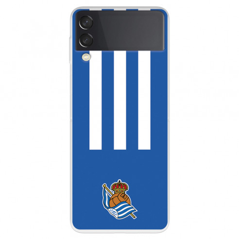 Funda para Samsung Galaxy Z Flip3 del Real Sociedad de Fútbol Real rayas verticales  - Licencia Oficial Real Sociedad de Fútbol