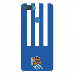 Funda para Xiaomi Mi 8 Lite del Real Sociedad de Fútbol Real rayas verticales  - Licencia Oficial Real Sociedad de Fútbol