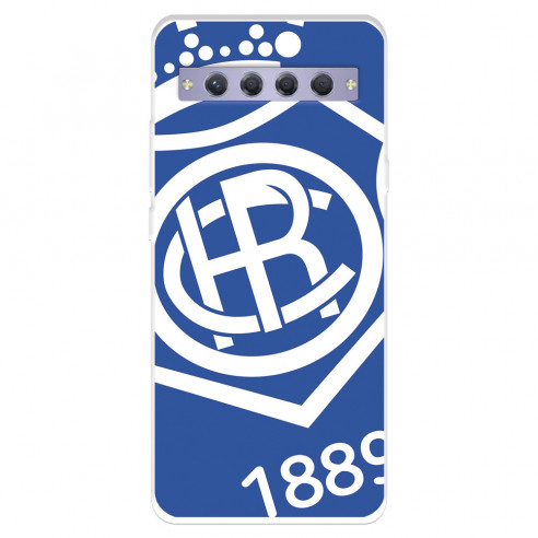 Funda para TCL 10 Plus del Real Club Recreativo de Huelva Escudo Fondo Azul  - Licencia Oficial Real Club Recreativo de Huelva
