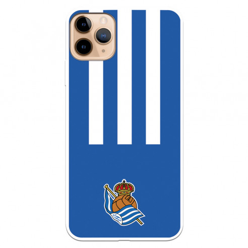 Funda para iPhone 11 Pro Max del Real Sociedad de Fútbol Real rayas verticales  - Licencia Oficial Real Sociedad de Fútbol