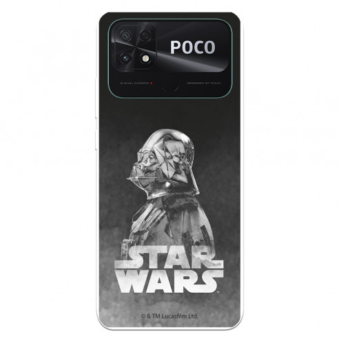 Funda para Xiaomi Poco C40 Oficial de Star Wars Darth Vader Fondo negro - Star Wars
