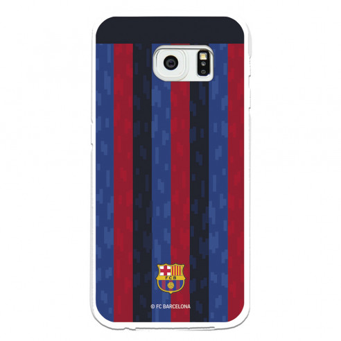 Funda para Samsung Galaxy S6 Edge del FC Barcelona Fondo Rayas Verticales  - Licencia Oficial FC Barcelona
