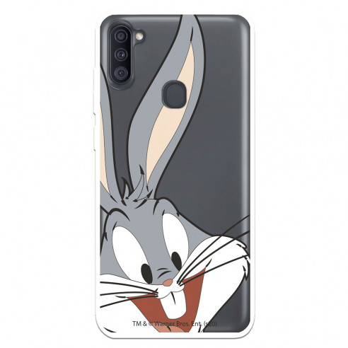 Funda para Samsung Galaxy M11 Oficial de Warner Bros Bugs Bunny Silueta Transparente - Looney Tunes