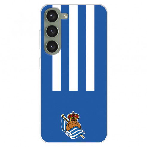 Funda para Samsung Galaxy S23+ del Real Sociedad de Fútbol rayas verticales  - Licencia Oficial Real Sociedad de Fútbol
