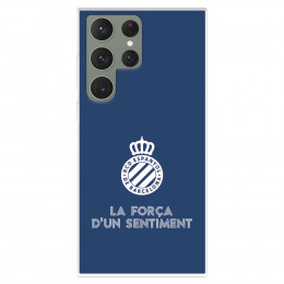 Funda para Samsung Galaxy S23 Ultra del RCD Espanyol Escudo Fondo Azul  - Licencia Oficial RCD Espanyol