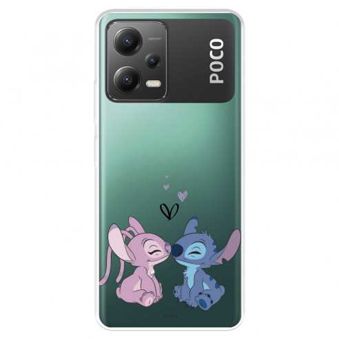 Funda para Xiaomi Poco X5 5G Oficial de Disney Angel & Stitch Beso - Lilo & Stitch