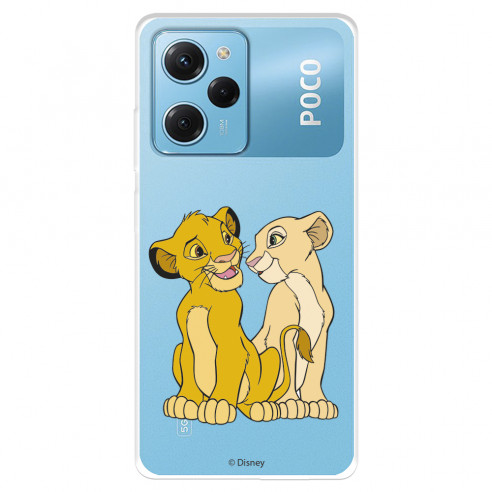 Funda para Xiaomi Poco X5 Pro 5G Oficial de Disney Simba y Nala Silueta - El Rey León