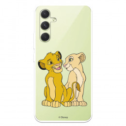 Funda para Samsung Galaxy A54 5G Oficial de Disney Simba y Nala Silueta - El Rey León