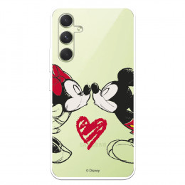 Funda para Samsung Galaxy A54 5G Oficial de Disney Mickey y Minnie Beso - Clásicos Disney
