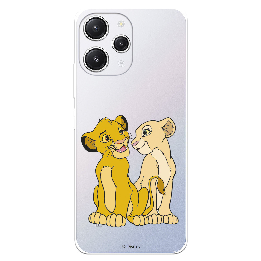 Funda para Xiaomi Redmi 12 Oficial de Disney Simba y Nala Silueta
