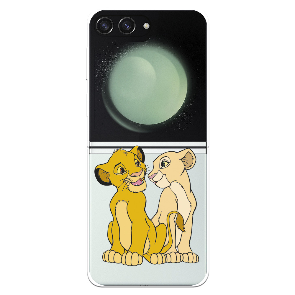 Funda para Samsung Galaxy Z Flip 5 Oficial de Disney Simba y Nala Silueta -  El Rey