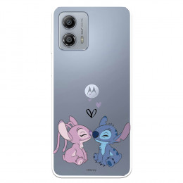 Funda para Motorola Moto G53 5G Oficial de Disney Angel & Stitch Beso - Lilo & Stitch