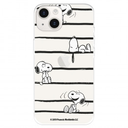 Funda para iPhone 15 Plus Oficial de Peanuts Snoopy rayas - Snoopy