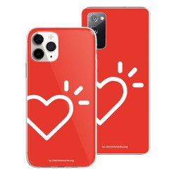 Funda Oficial Cibervoluntarios Solidaria - Corazón Sobre Fondo Rojo