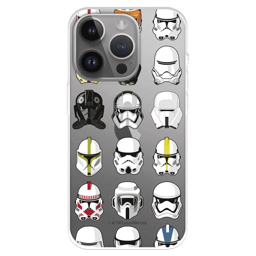 Funda para iPhone 15 Pro Max Oficial de Star Wars Patrón Cascos