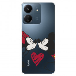 Funda para Xiaomi Redmi 13C Oficial de Disney Mickey y Minnie Beso - Clásicos Disney